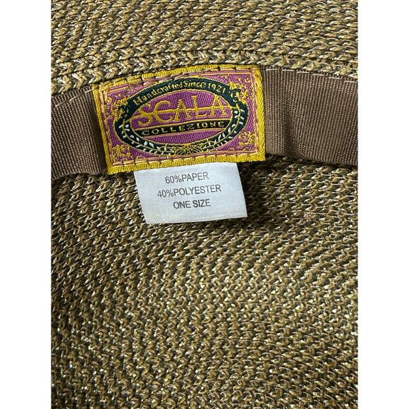 Scala Wide Brim Sun‎ Hat  One Size with brown scarf - Picture 5 of 7